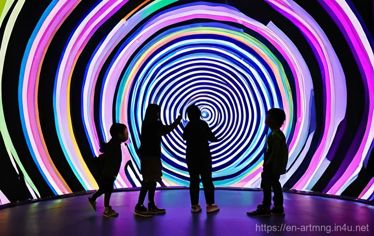 예술경영과 문화융합 사례 - **Prompt: "A futuristic and vibrant digital art gallery experience. A diverse group of young adults ...