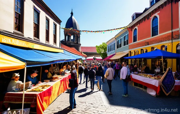 문화도시 조성 프로젝트 - **Vibrant City Festival in a Historic District**
    A wide shot capturing a bustling outdoor cultur...