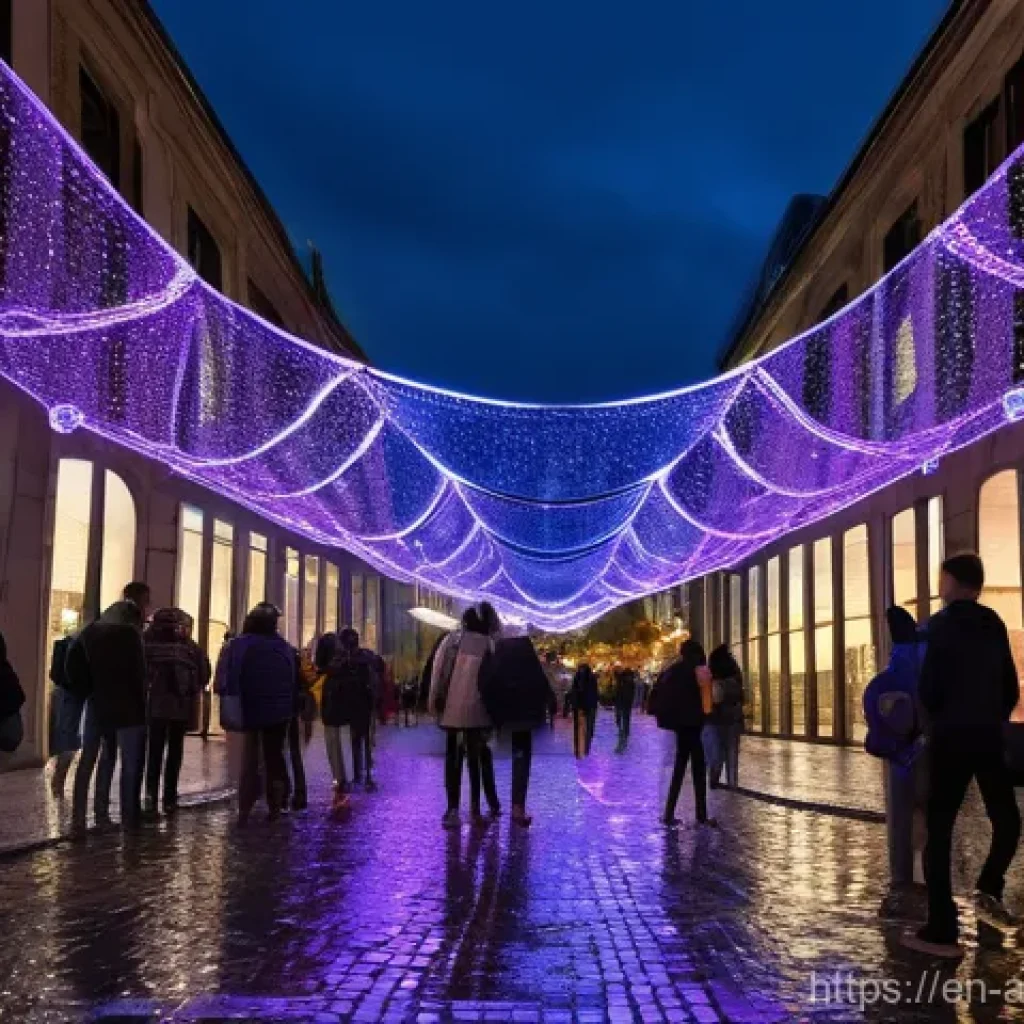 아트 마켓 트렌드 - **Prompt 1: Urban Immersive Art Installation**
    "A vibrant, large-scale public art installation i...