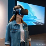 예술 행정 실무 - **Prompt 1: Immersive Virtual Art Exhibition Experience**
    A person, fully clothed in stylish cas...