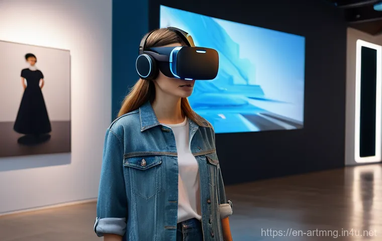 예술 행정 실무 - **Prompt 1: Immersive Virtual Art Exhibition Experience**
    A person, fully clothed in stylish cas...