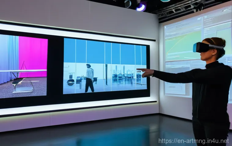 공연예술 프로덕션 관리 - **"Resourceful Visionary at Work"**
    A male production manager in his 40s, dressed in a smart-cas...