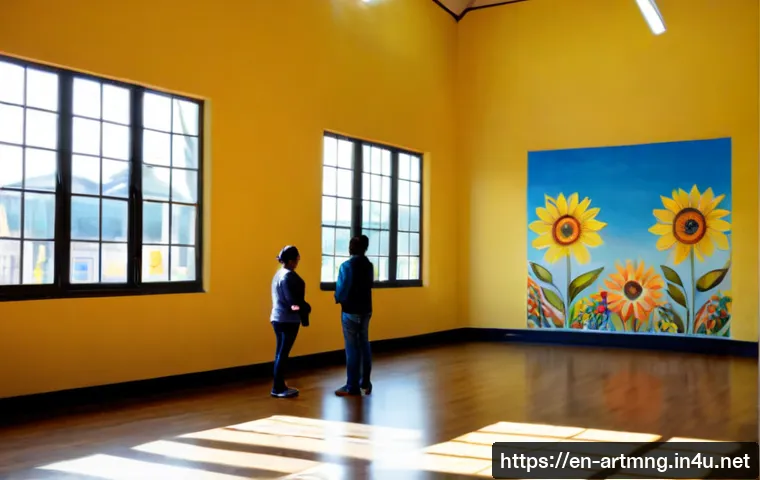 Home 17 예술경영과 사회적 영향 평가 - Photorealistic community arts impact evaluation scene in a bright local cultural center, diverse adu...